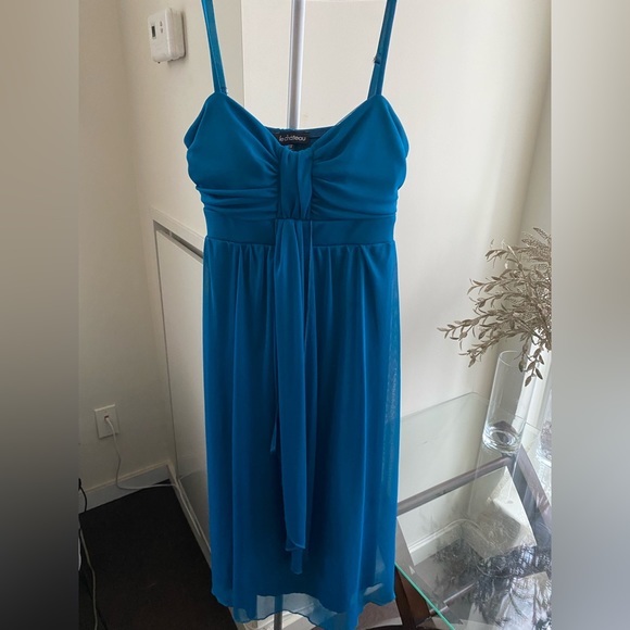 Blue le chateau chiffon dress knee length - Picture 2 of 10